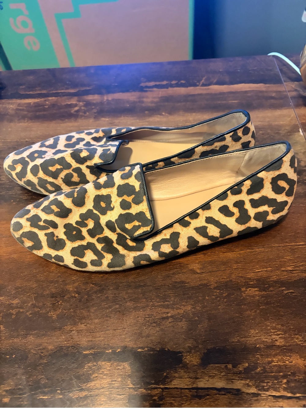 Veronica Beard Leopard Canvas Smoking Loafers Flats 39 US 8 - Picture 6 of 7